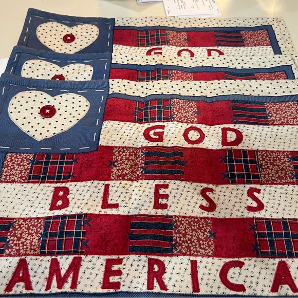 Patriotic , Set of 3  " God Bless America" 🇺🇸 Patchwork Placemats - Picture 1 of 10